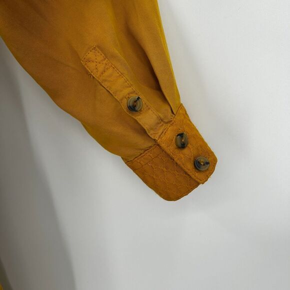 NWT ANTHROPOLOGIE Maeve Mustard Yellow Marlie Button Front Tunic Dress 4 Petite - Picture 6 of 10